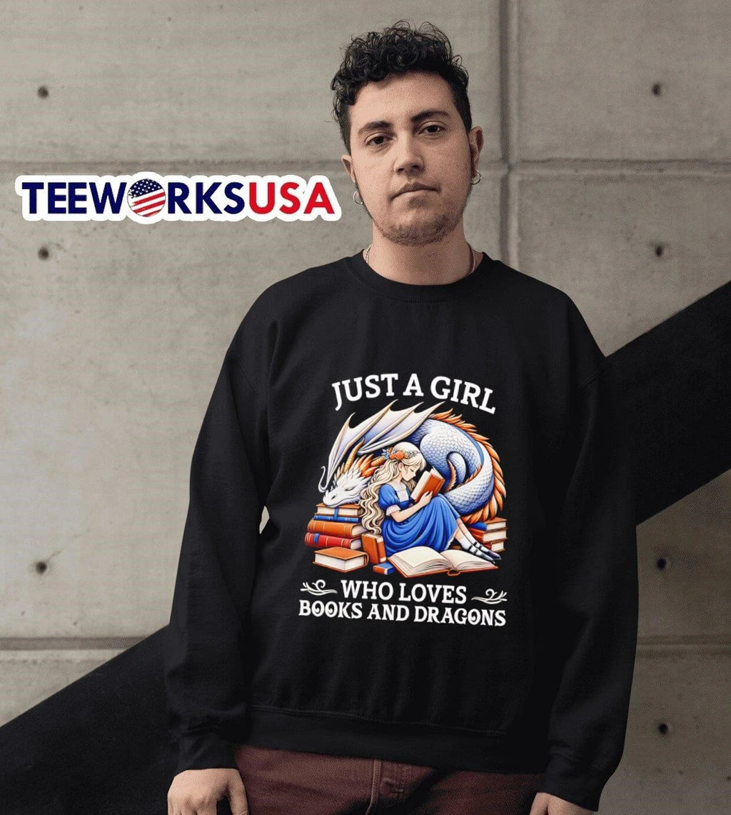 Just A Girl Who Loves Books And Dragons - Adult & Kids T-Shirts, Sweatshirts & Hoodies apparel design preview 6