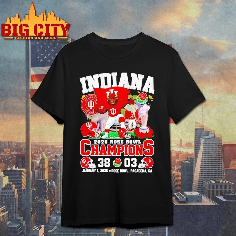 Indiana Hoosiers vs Alabama Crimson Rose Bowl Champs - Adult & Kids T-Shirts, Sweatshirts & Hoodies apparel design preview 1