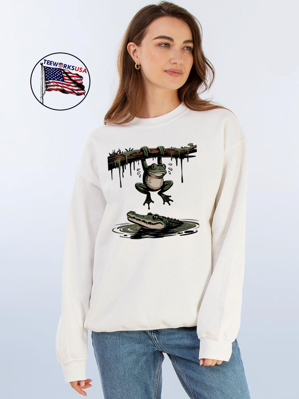 Frog and Alligator - Adult & Kids T-Shirts, Sweatshirts & Hoodies apparel design preview 4