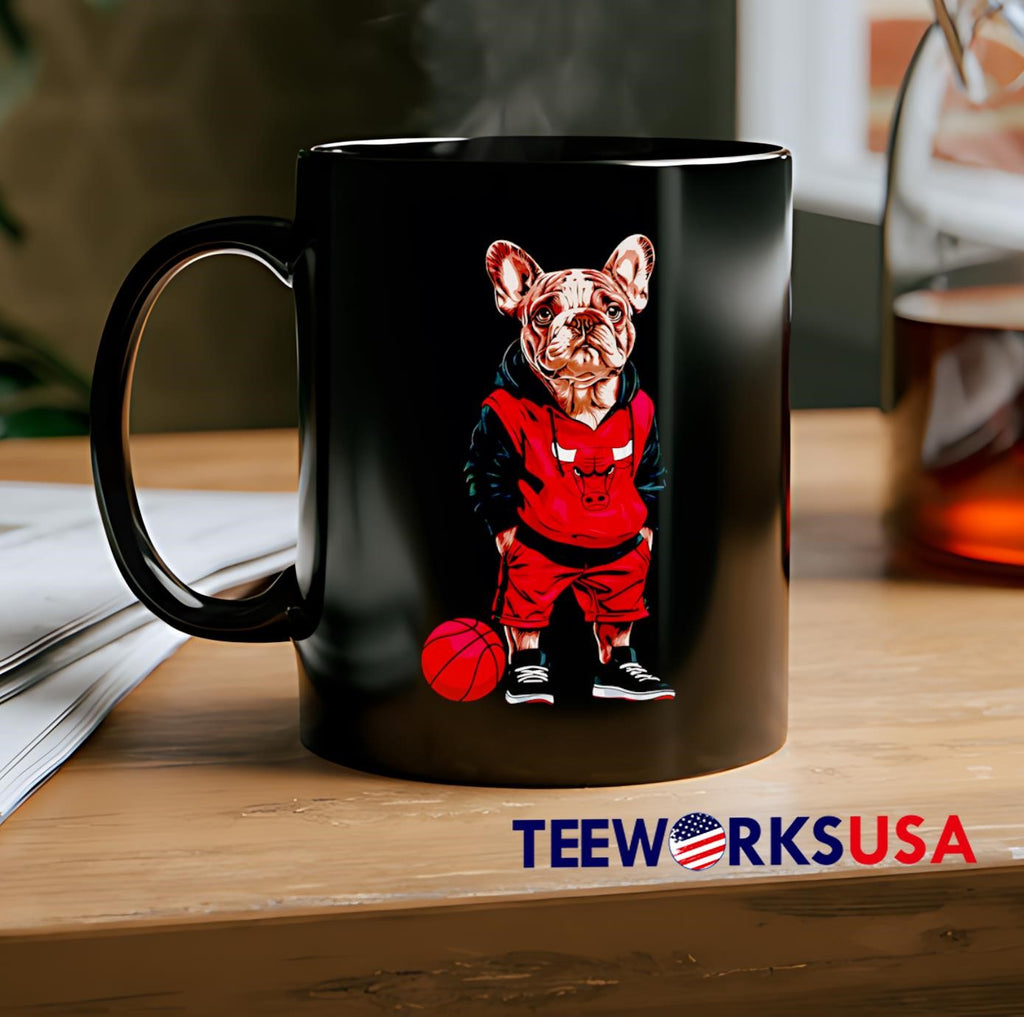 Chicago Bulls French Bulldog Hoop Dogs - Adult & Kids T-Shirts, Sweatshirts & Hoodies apparel design preview 2