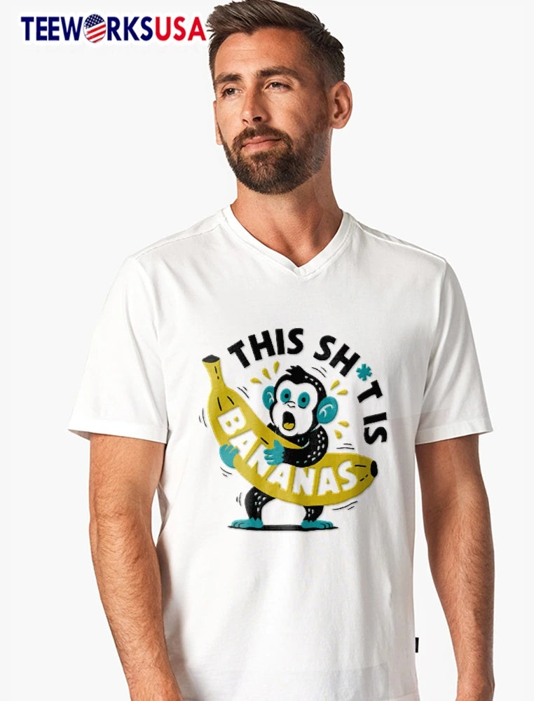 This Shit Is Bananas Cartoon Surprised Monkey - Adult & Kids T-Shirts, Sweatshirts & Hoodies apparel design preview 7