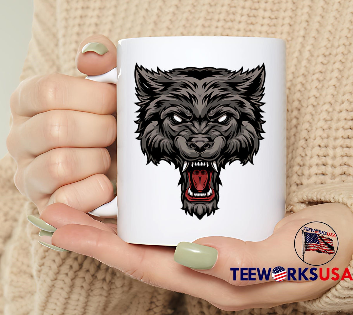 Wolf Animal big head - Adult & Kids T-Shirts, Sweatshirts & Hoodies apparel design preview 6