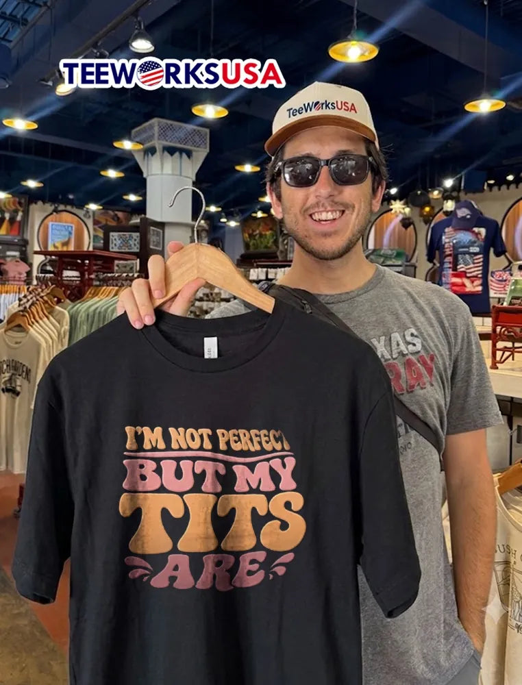 Im Not Perfect But My Tits Are Groovy Retro Wavy - Adult & Kids T-Shirts, Sweatshirts & Hoodies apparel design preview 2