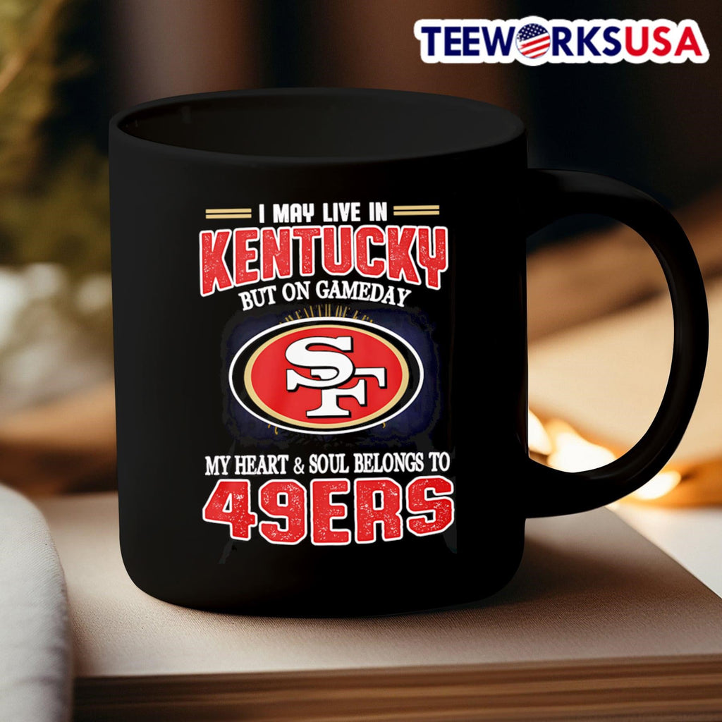 I may live in Kentucky but on gameday my heart and - Adult & Kids T-Shirts, Sweatshirts & Hoodies apparel design preview 3