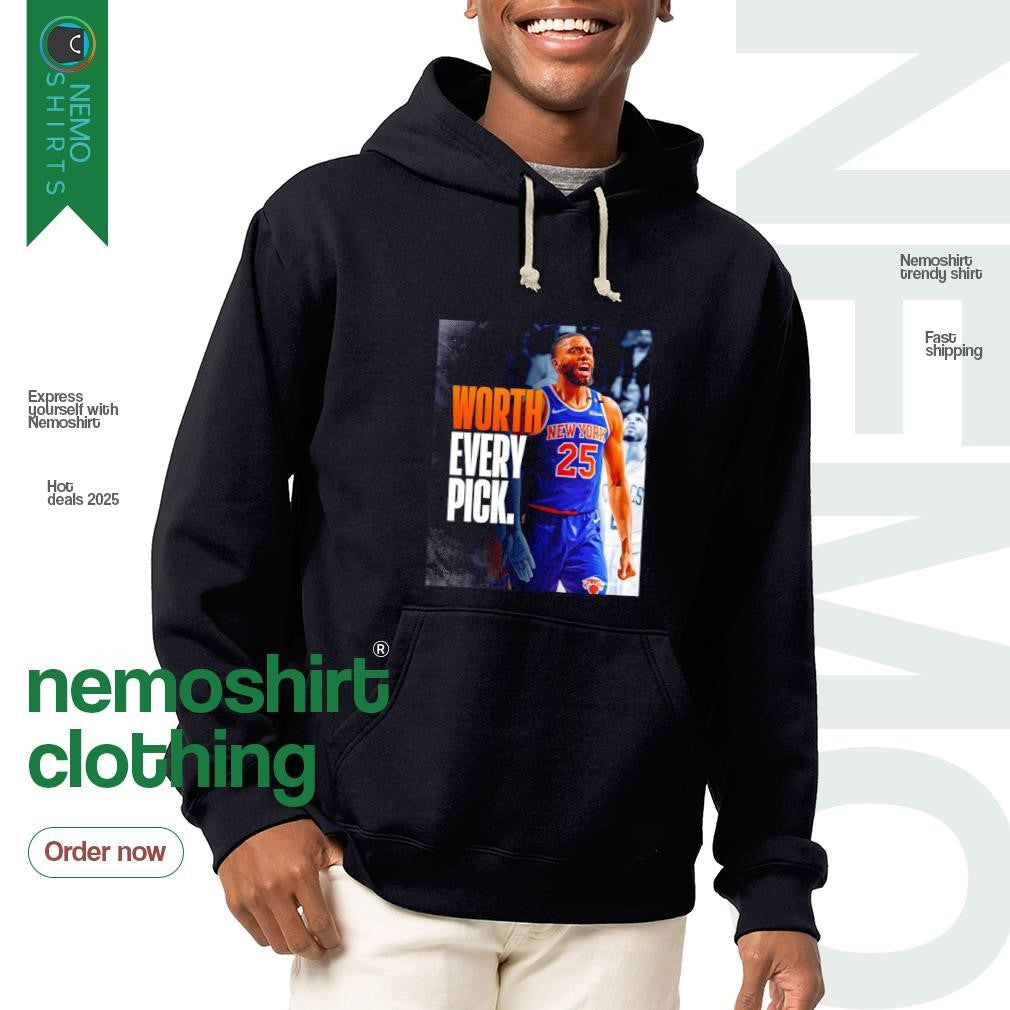 Worth every pick Mikal Bridges New York Knicks - Adult & Kids T-Shirts, Sweatshirts & Hoodies apparel design preview 2