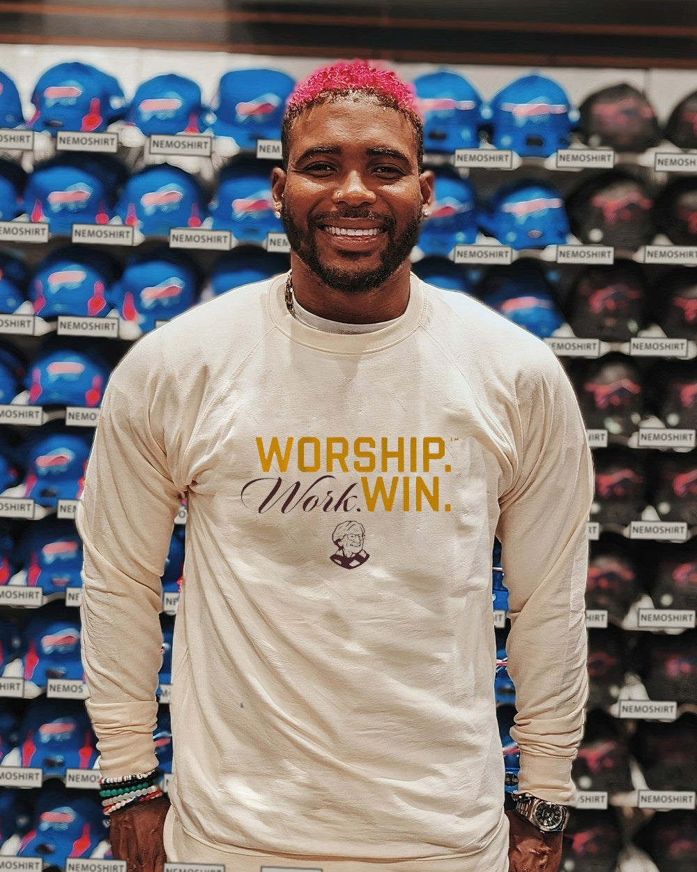 Worship Work Win Sister Jean Loyola Chicago - Adult & Kids T-Shirts, Sweatshirts & Hoodies apparel design preview 2