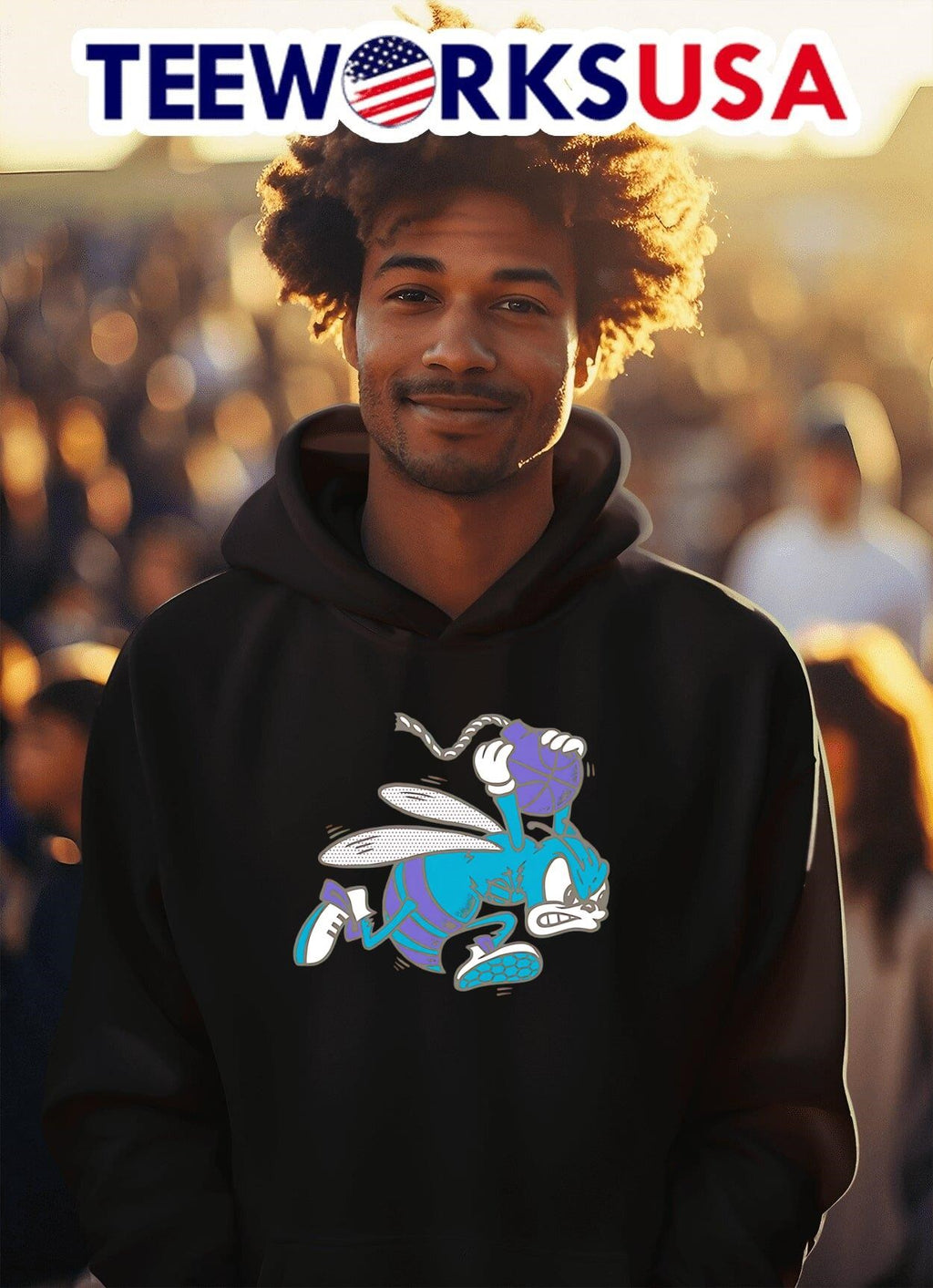 Hornet holding bomb retro - Adult & Kids T-Shirts, Sweatshirts & Hoodies apparel design preview 2