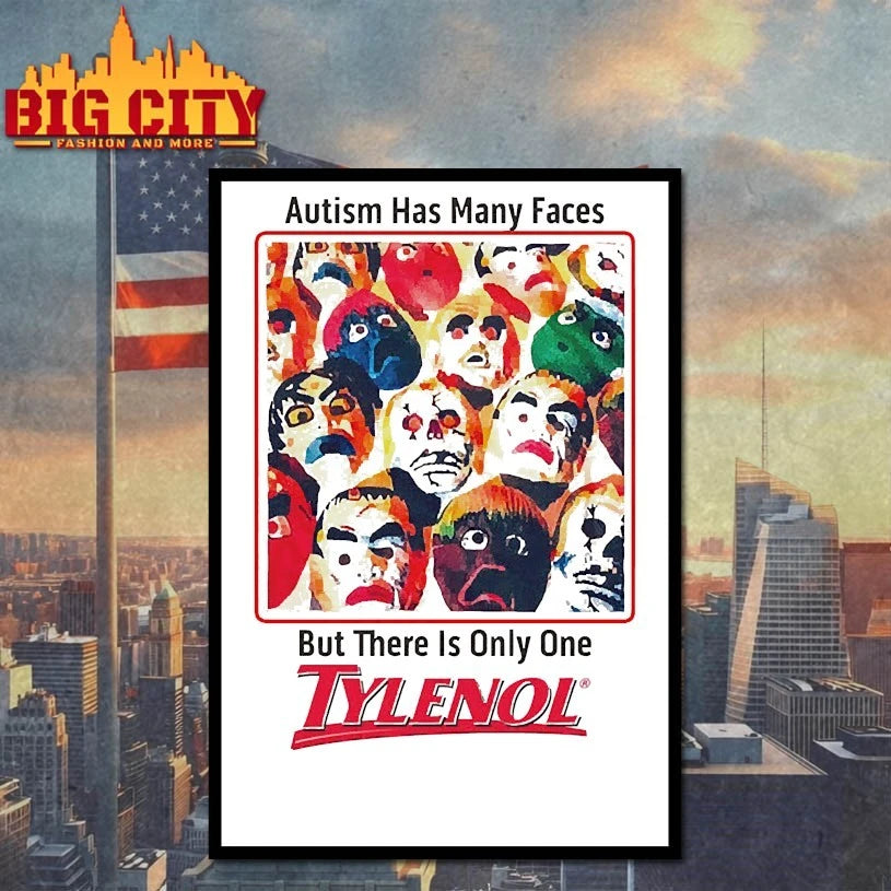 Autism Has Many Faces, But There Is Only One Tylenol - Adult & Kids T-Shirts, Sweatshirts & Hoodies apparel design preview 4