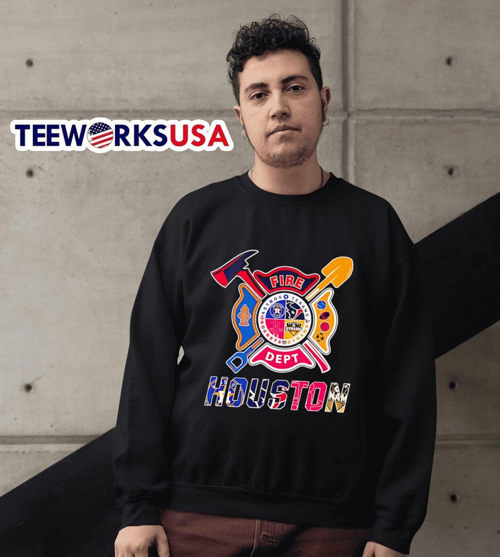 Fire dept Houston Astros Texans Dynamo Rockets - Adult & Kids T-Shirts, Sweatshirts & Hoodies apparel design preview 6