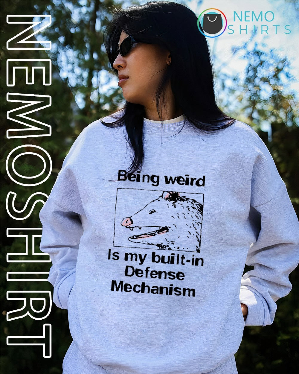 Being weird Is my built-in defense mechanism possum - Adult & Kids T-Shirts, Sweatshirts & Hoodies apparel design preview 2