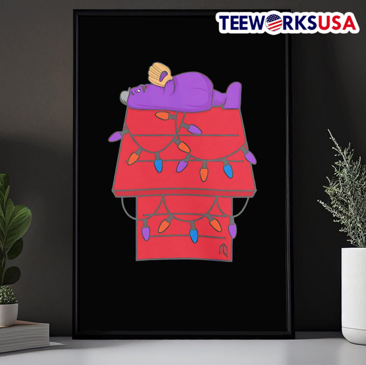 Grimace Purple Mascot Christmas House - Adult & Kids T-Shirts, Sweatshirts & Hoodies apparel design preview 5