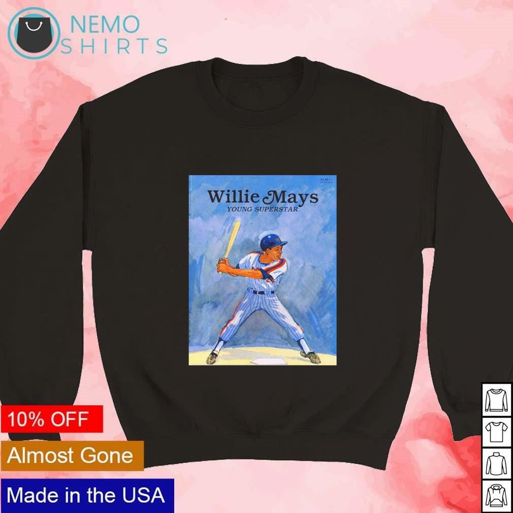 Willie Mays young superstar baseball art - Adult & Kids T-Shirts, Sweatshirts & Hoodies apparel design preview 4