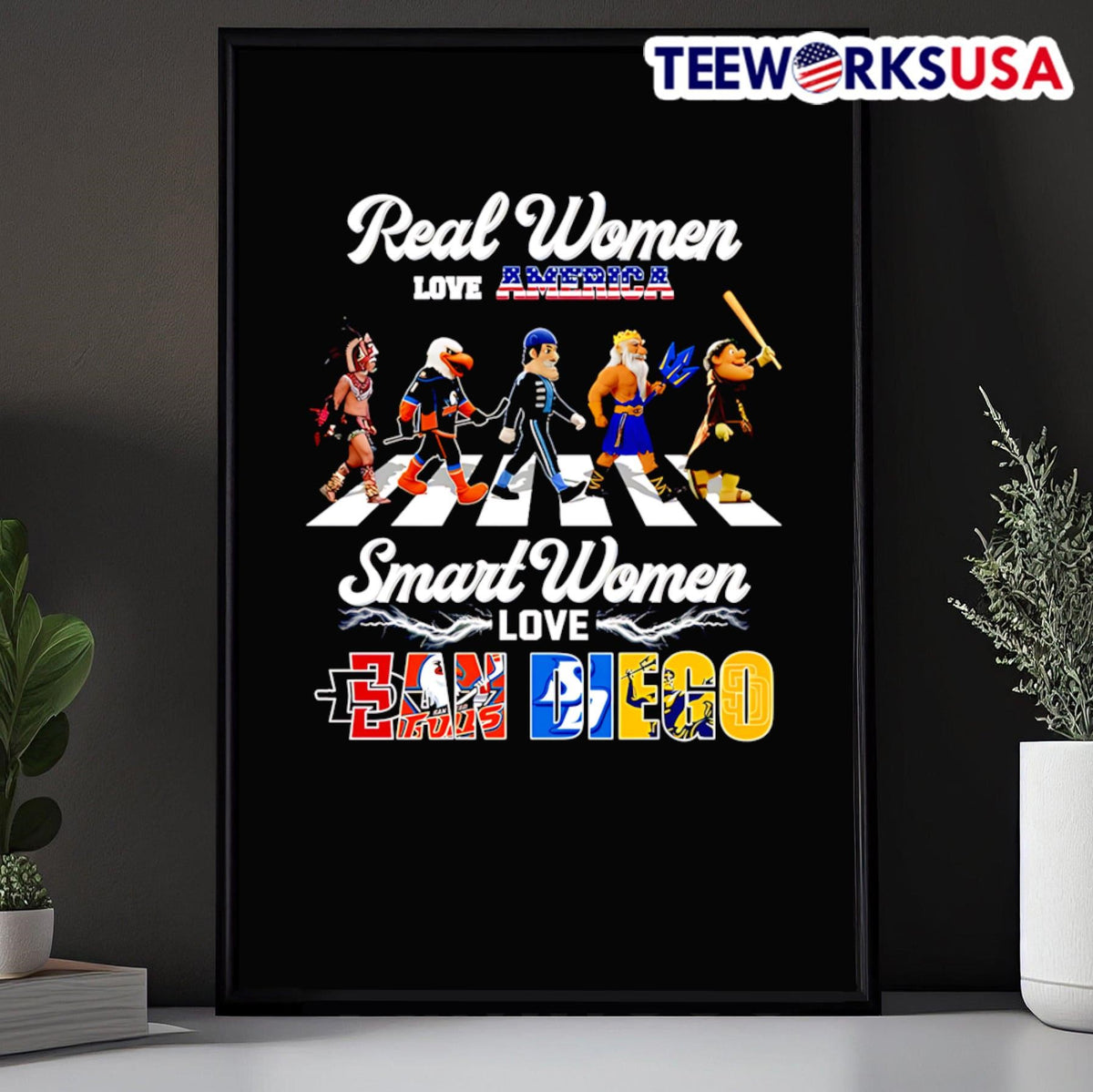 Real women love America smart San Diego mascot - Adult & Kids T-Shirts, Sweatshirts & Hoodies apparel design preview 5