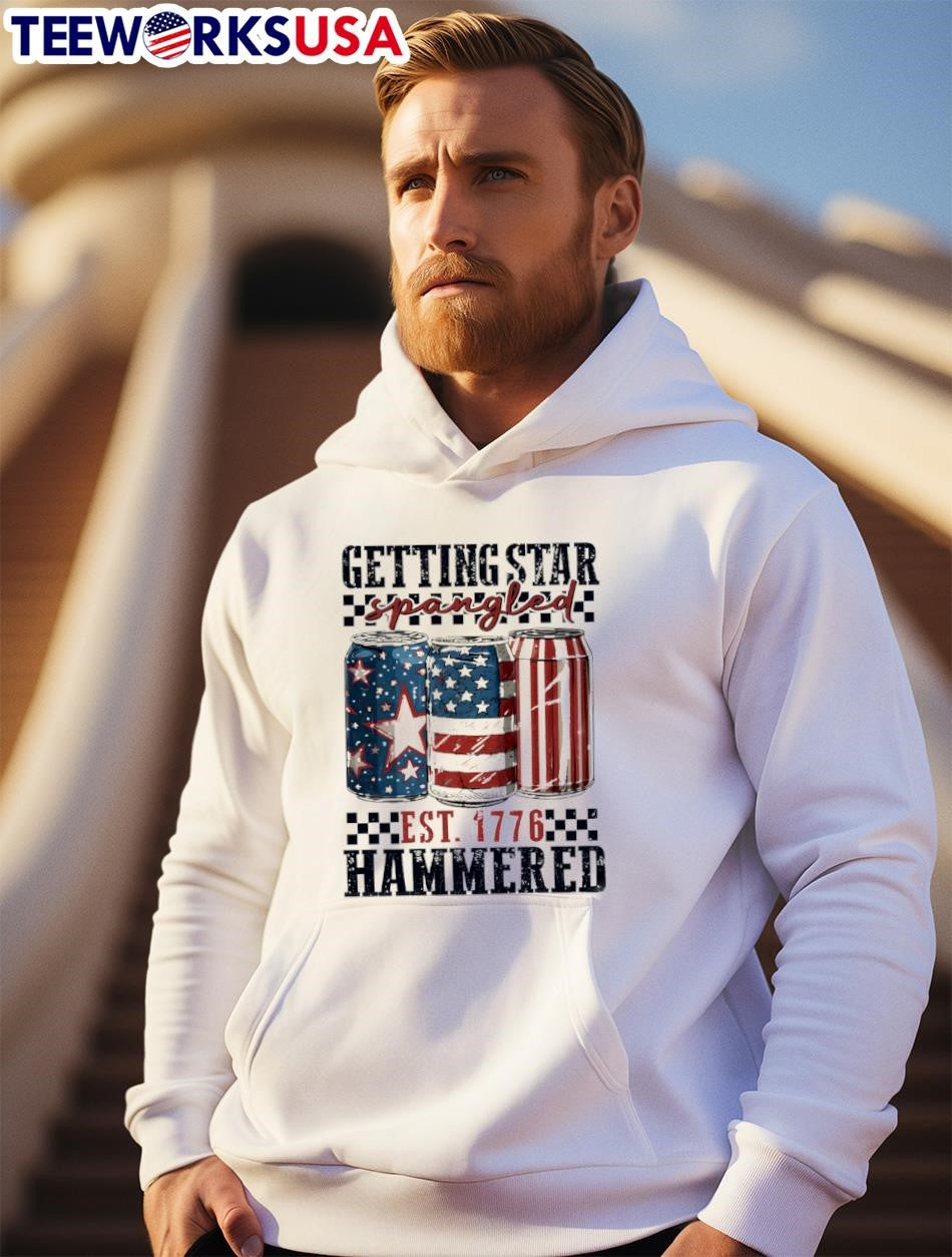 Getting star spangled hammered est 1776 retro - Adult & Kids T-Shirts, Sweatshirts & Hoodies apparel design preview 2