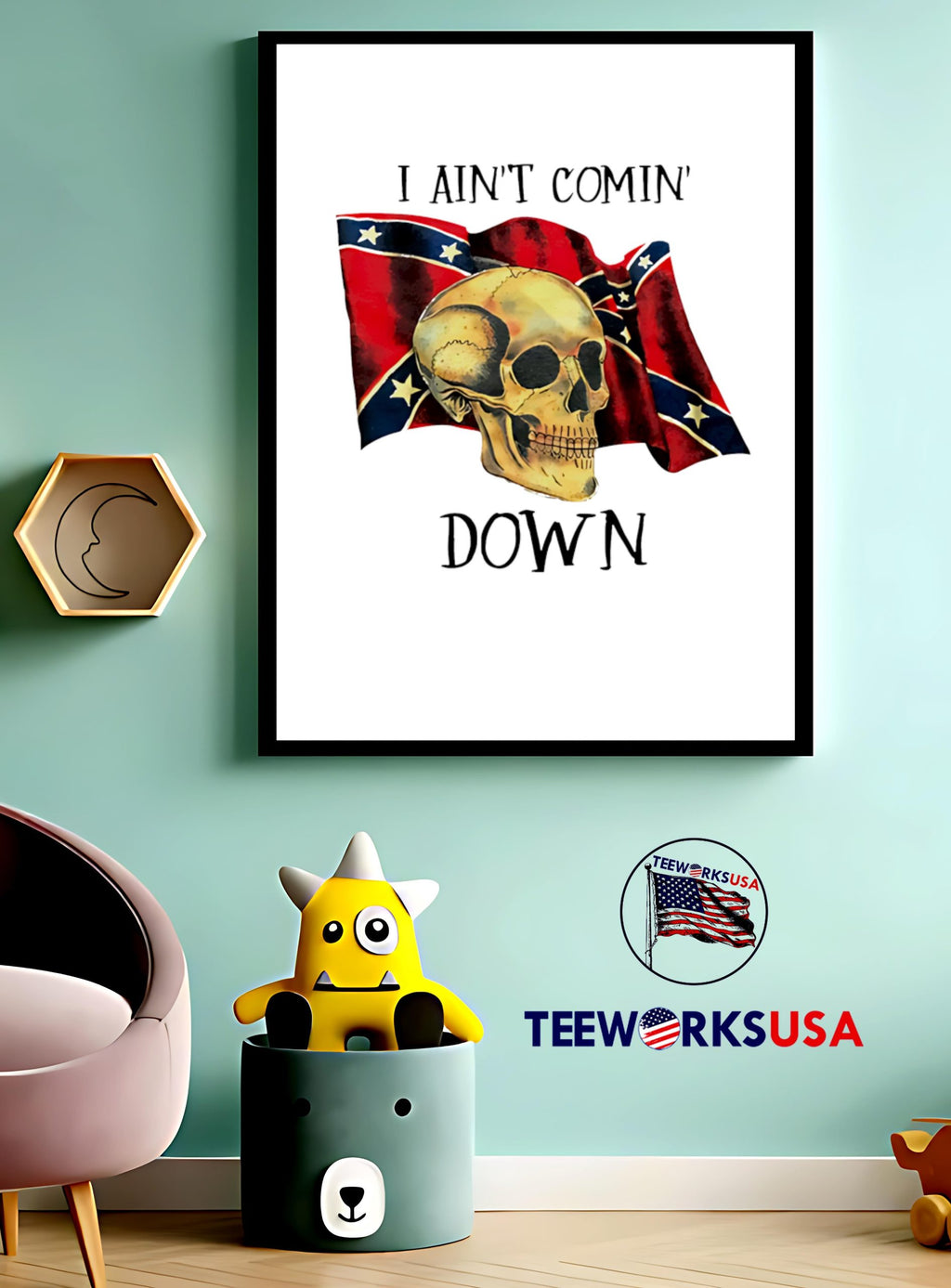 Skull i ain't comin down flag - Adult & Kids T-Shirts, Sweatshirts & Hoodies apparel design preview 3