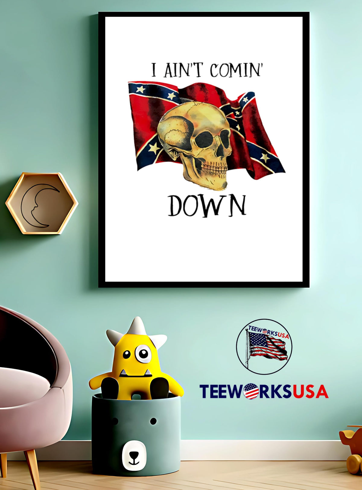 Skull i ain't comin down flag - Adult & Kids T-Shirts, Sweatshirts & Hoodies apparel design preview 3