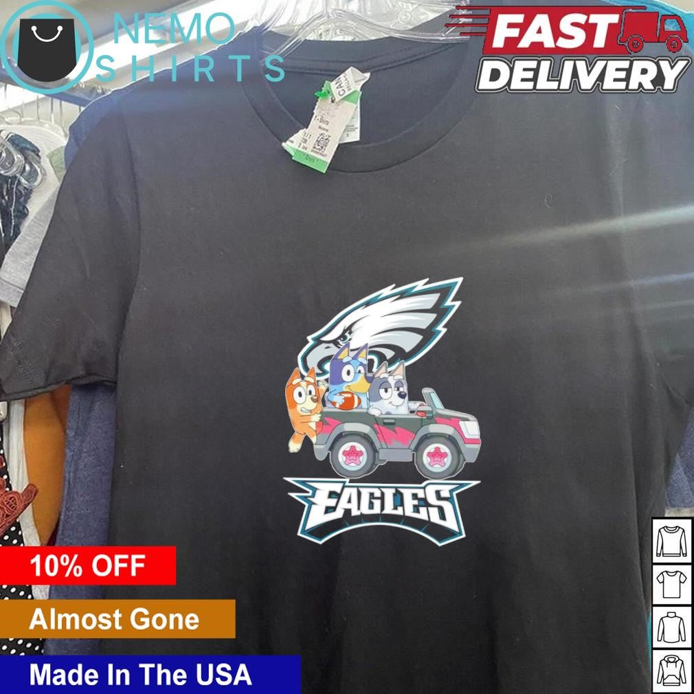 The Bluey characters driving car Philadenphia Eagles - Adult & Kids T-Shirts, Sweatshirts & Hoodies apparel design preview 5