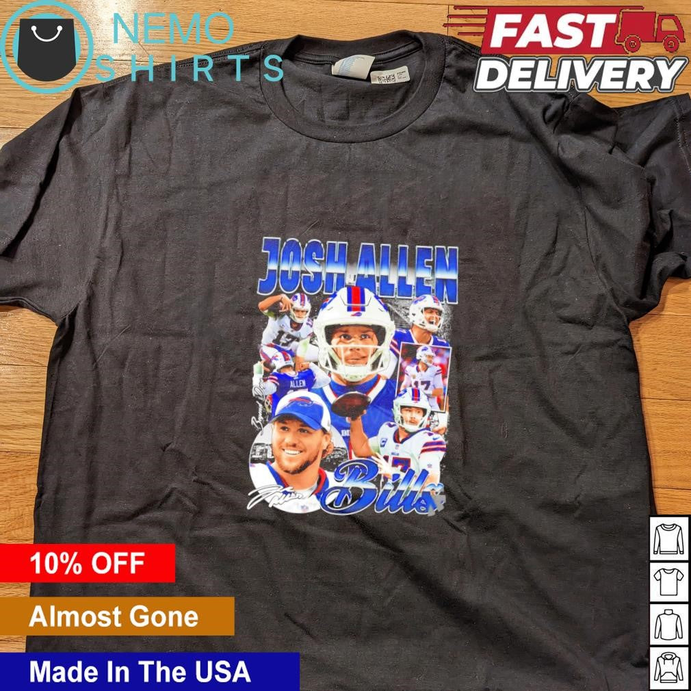 Josh Allen Buffalo Bills vintage graphic collage - Adult & Kids T-Shirts, Sweatshirts & Hoodies apparel design preview 4