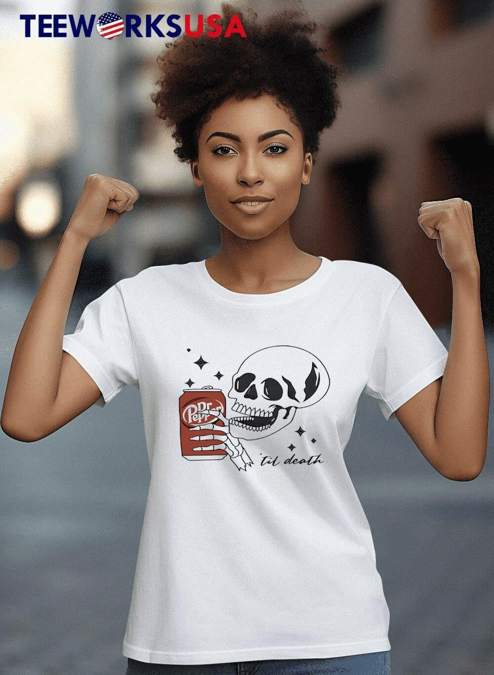 Dr Pepper til death drink skull halloween - Adult & Kids T-Shirts, Sweatshirts & Hoodies apparel design preview 4