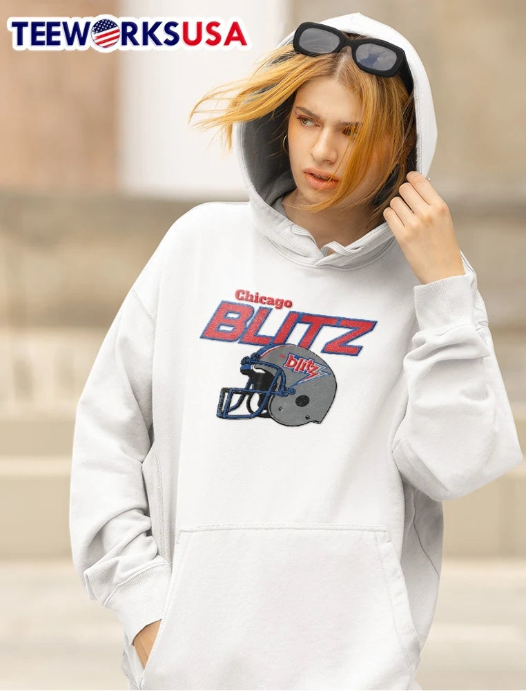 Chicago Blitz The Distressed Football Helmet Vintage - Adult & Kids T-Shirts, Sweatshirts & Hoodies apparel design preview 5