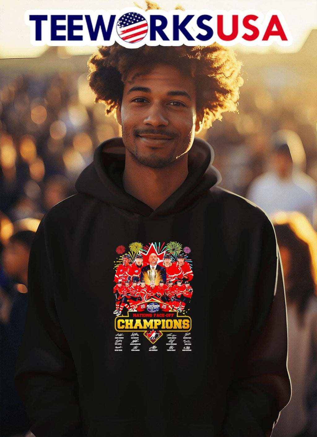2025 Nations Face-off Champions Canada Hockey - Adult & Kids T-Shirts, Sweatshirts & Hoodies apparel design preview 2