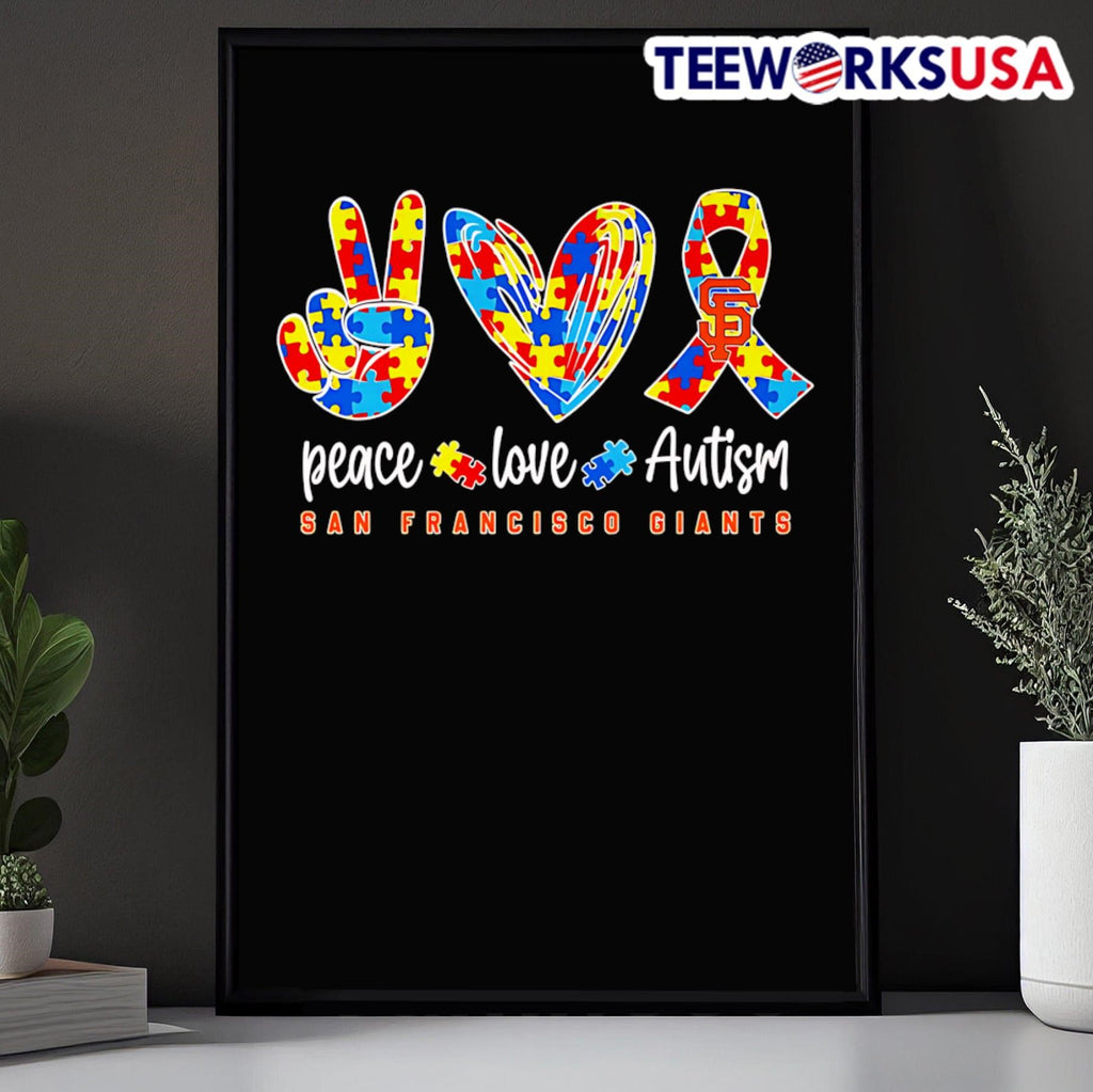 Peace love Autism San Francisco Giants - Adult & Kids T-Shirts, Sweatshirts & Hoodies apparel design preview 5