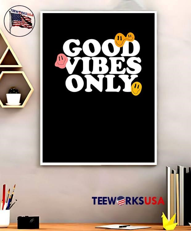 Good Vibes Only smiling face emoji - Adult & Kids T-Shirts, Sweatshirts & Hoodies apparel design preview 5
