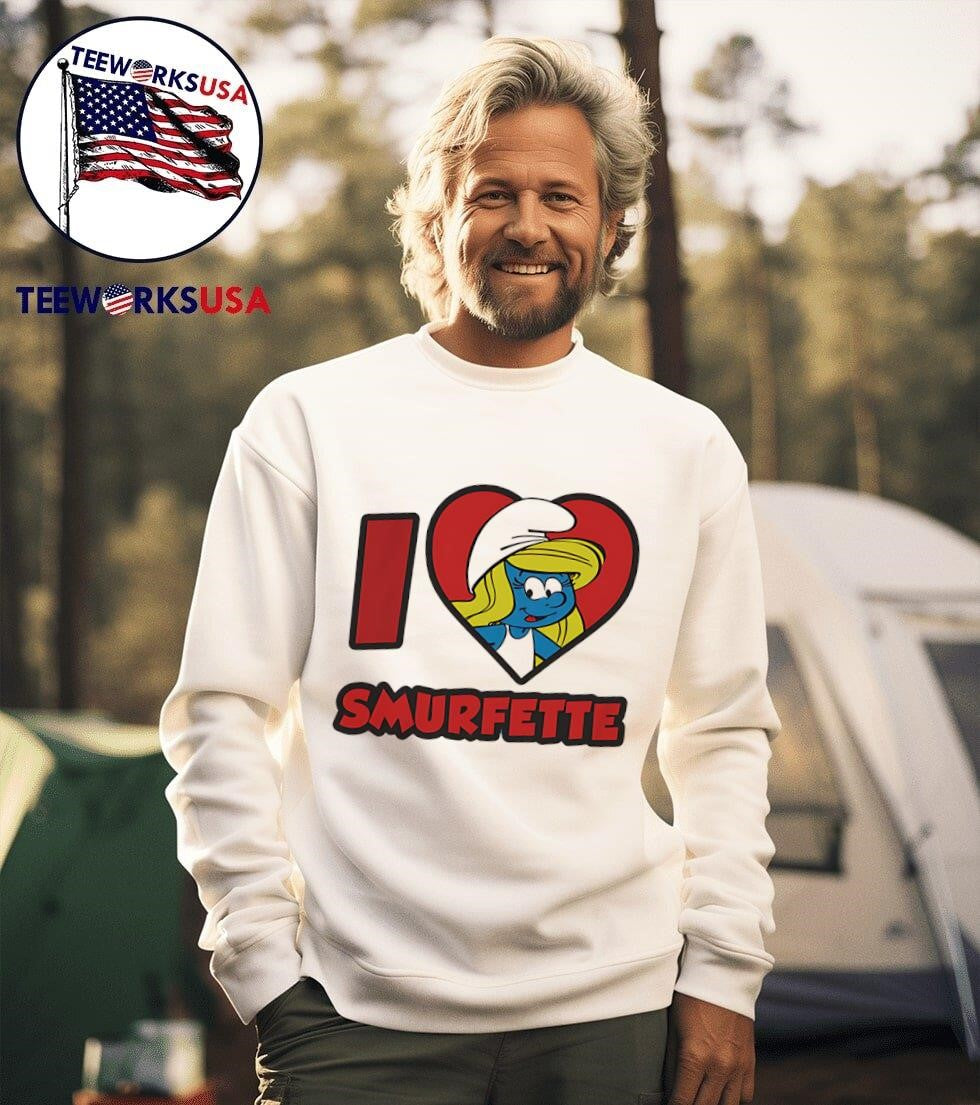 I love Smurfette graphic - Adult & Kids T-Shirts, Sweatshirts & Hoodies apparel design preview 3
