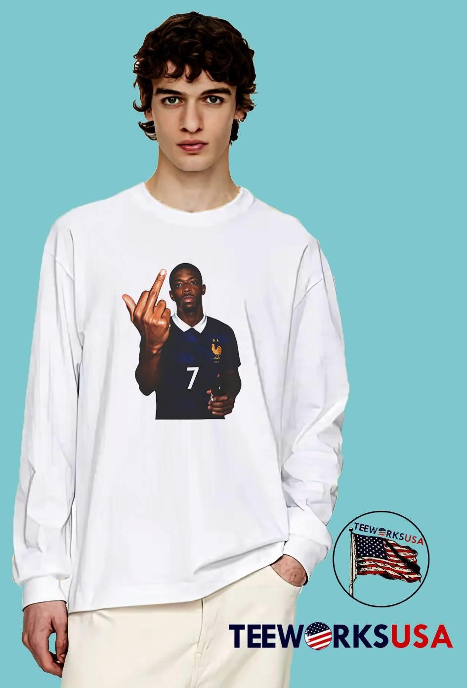 Ousmane Dembélé Middle Finger Gesture FFF 7 - Adult & Kids T-Shirts, Sweatshirts & Hoodies apparel design preview 3