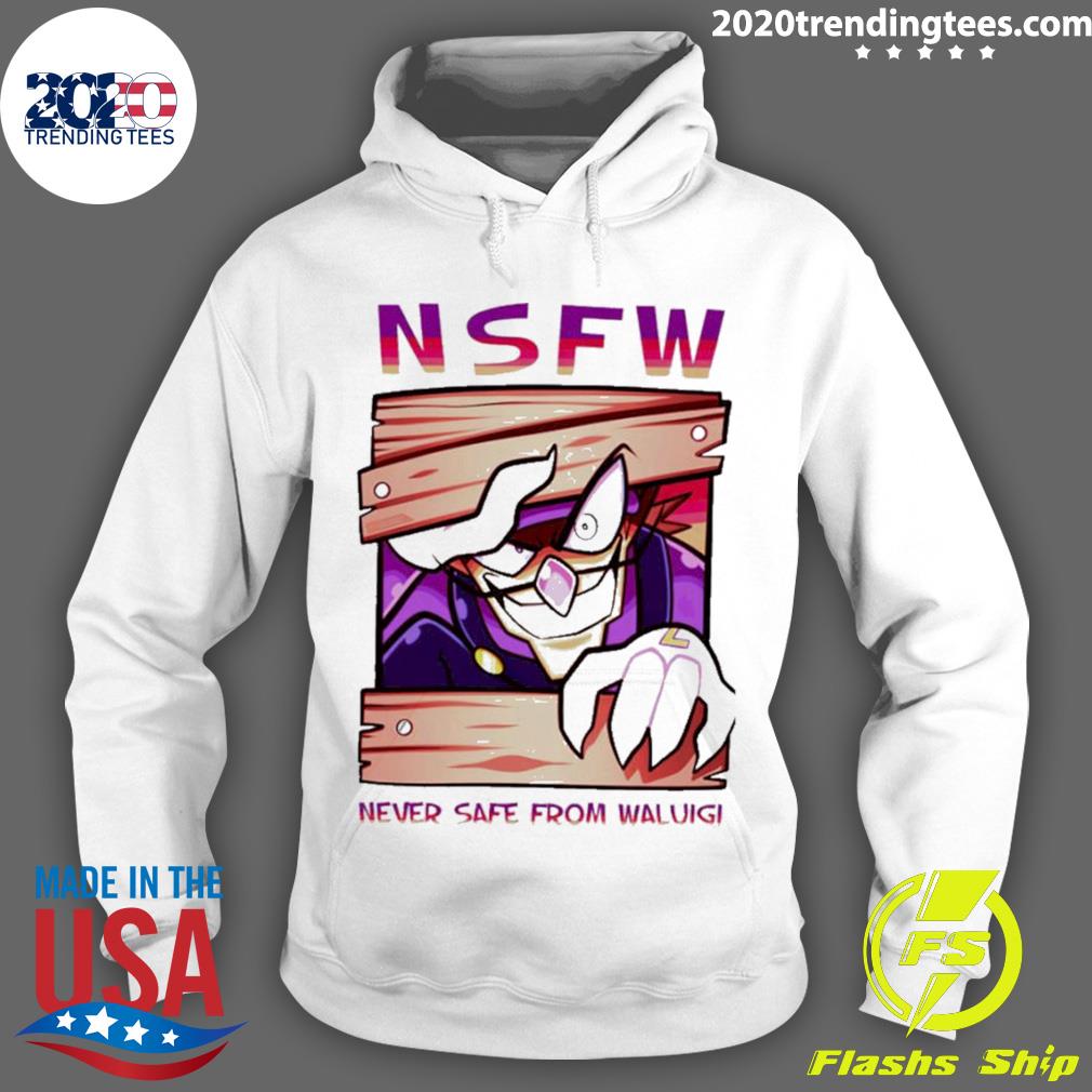Official nsfw Never Safe From Waluigi - Adult & Kids T-Shirts, Sweatshirts & Hoodies apparel design preview 2