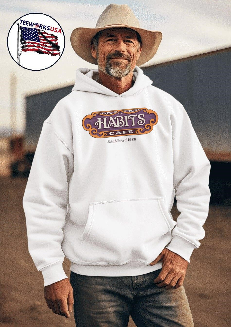 Habits Cafe est 1980 - Adult & Kids T-Shirts, Sweatshirts & Hoodies apparel design preview 2