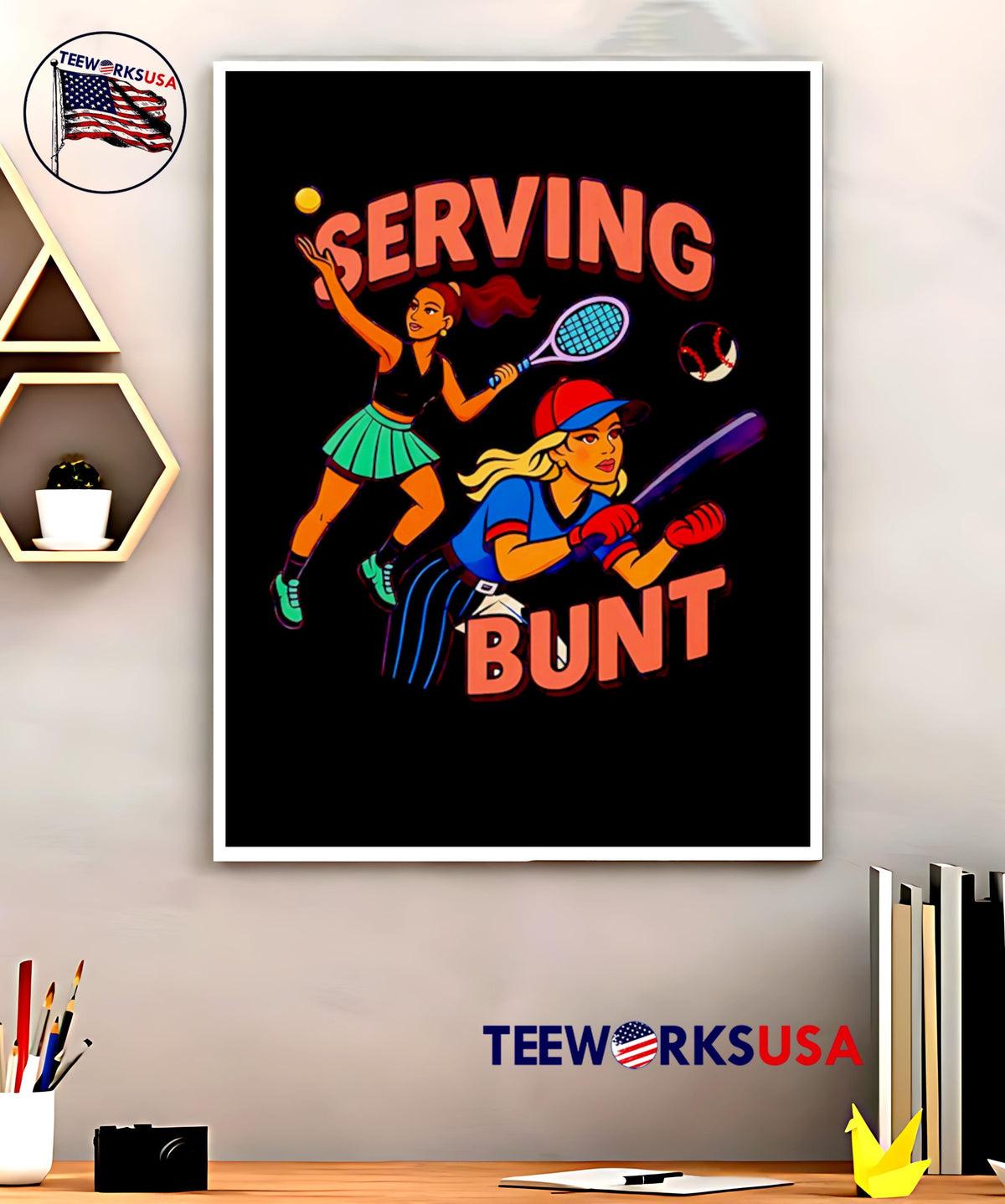 Serving Bunt tennis and baseball cartoon - Adult & Kids T-Shirts, Sweatshirts & Hoodies apparel design preview 5