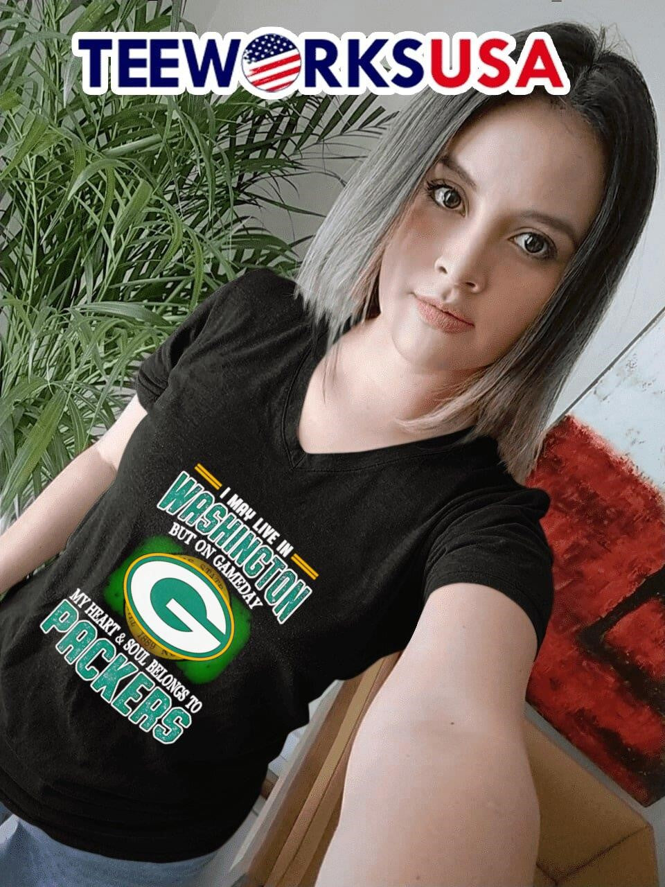 I may live in Washington but on gameday my heart and - Adult & Kids T-Shirts, Sweatshirts & Hoodies apparel design preview 4