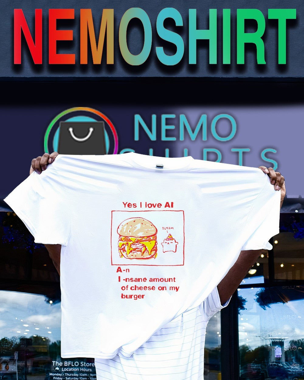 Yes I love AI An Insane amount of cheese on my burger - Adult & Kids T-Shirts, Sweatshirts & Hoodies apparel design preview 1