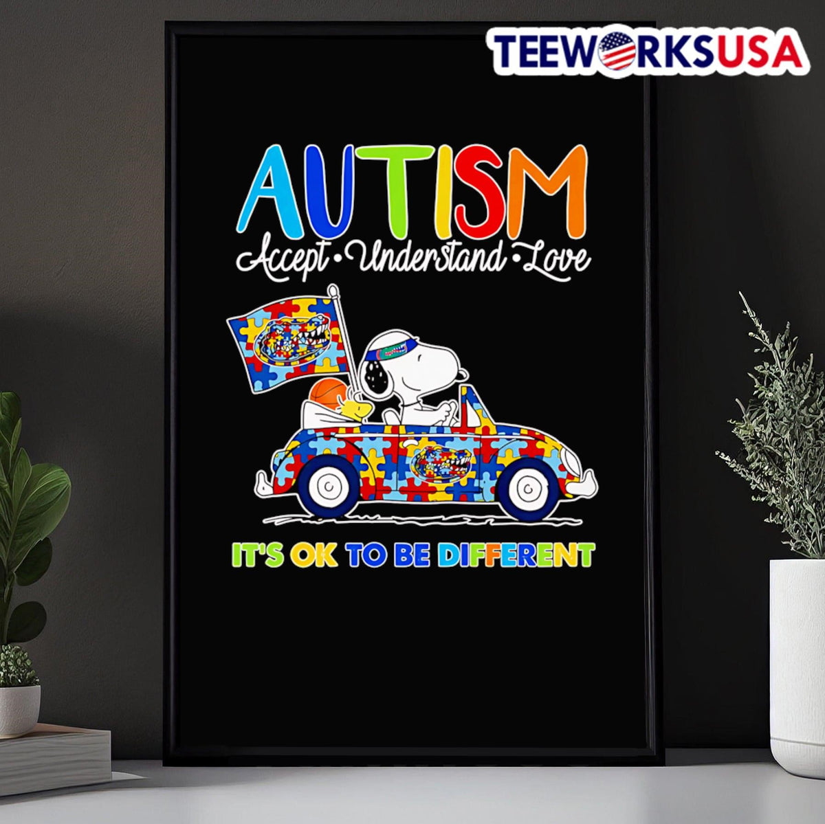 Snoopy Autism accept understand love it's ok to be - Adult & Kids T-Shirts, Sweatshirts & Hoodies apparel design preview 5