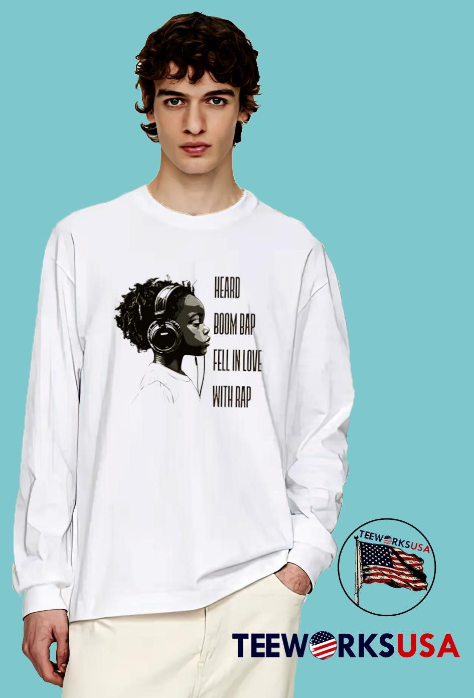 Dan Johns Fell In Love With Rap B&W - Adult & Kids T-Shirts, Sweatshirts & Hoodies apparel design preview 4