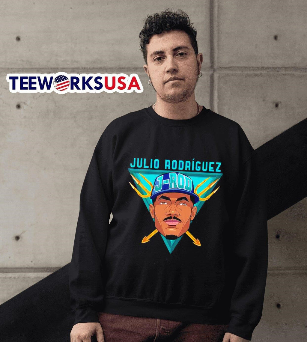 Seattle Mariners Julio Rodriguez triangle trident - Adult & Kids T-Shirts, Sweatshirts & Hoodies apparel design preview 3