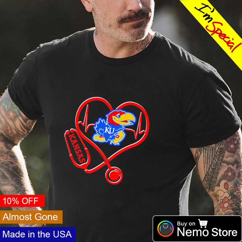 Heartbeat nurse Kansas Jayhawks - Adult & Kids T-Shirts, Sweatshirts & Hoodies apparel design preview 4