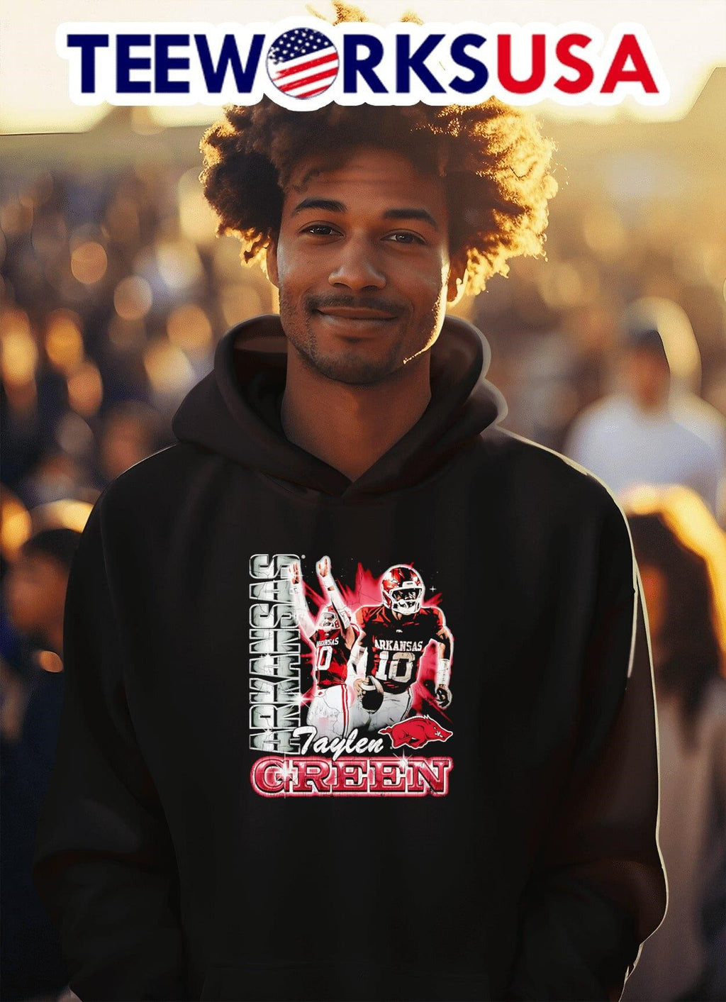Taylen Green Arkansas Razorbacks football graphic - Adult & Kids T-Shirts, Sweatshirts & Hoodies apparel design preview 2
