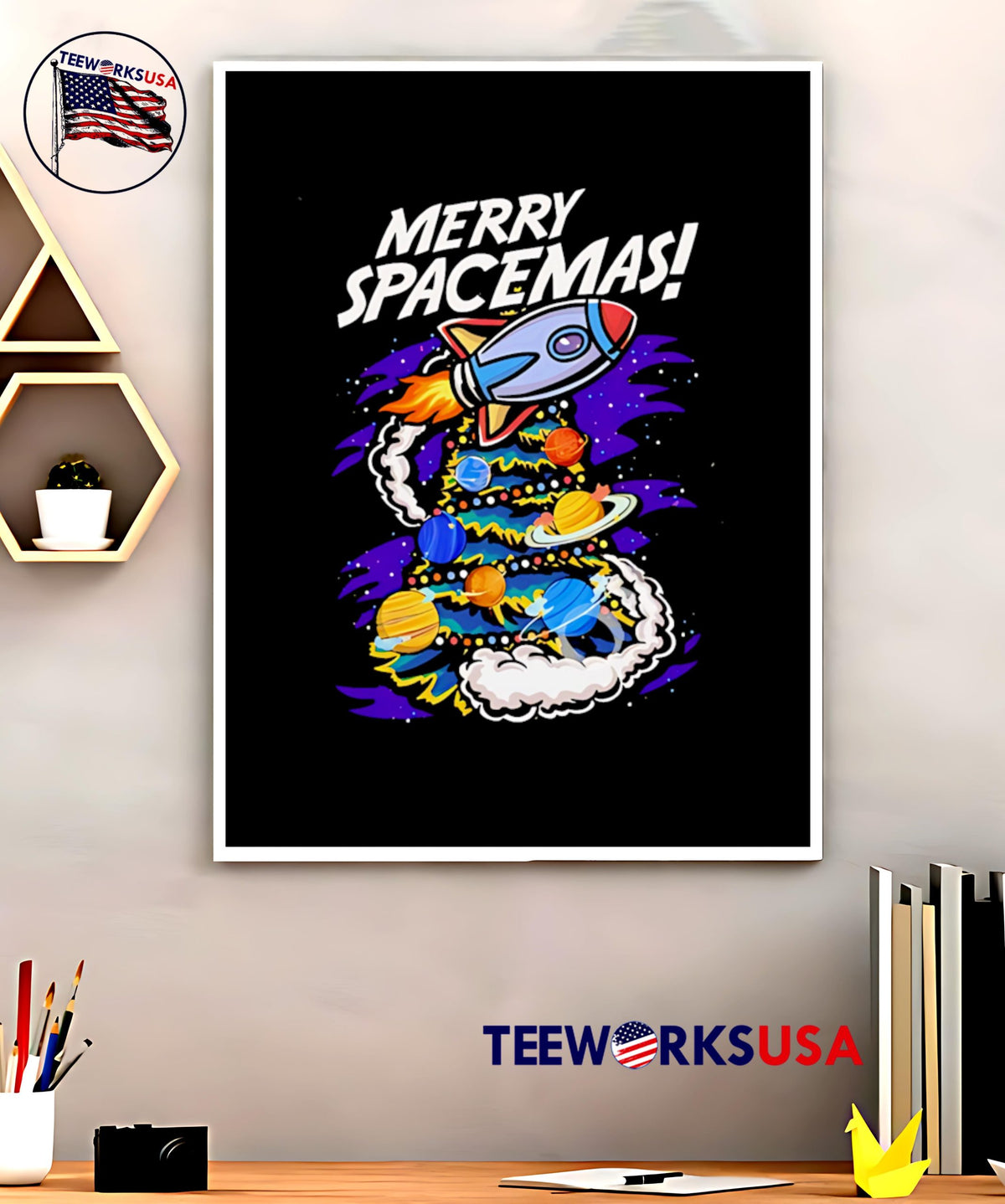 Science Merry Spacemas Universe graphic - Adult & Kids T-Shirts, Sweatshirts & Hoodies apparel design preview 5