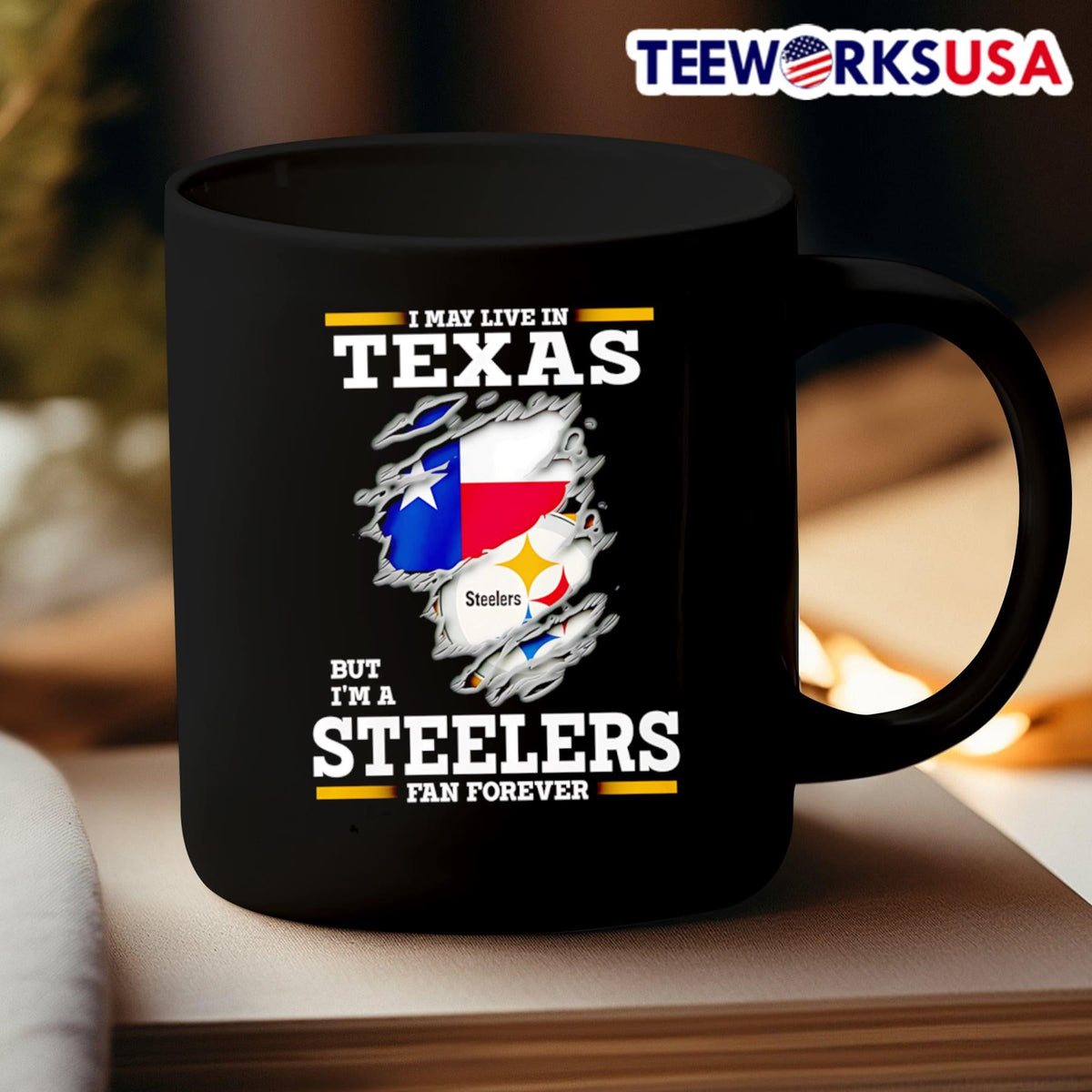 I may live in Texas but I'm a Steelers fan forever - Adult & Kids T-Shirts, Sweatshirts & Hoodies apparel design preview 3