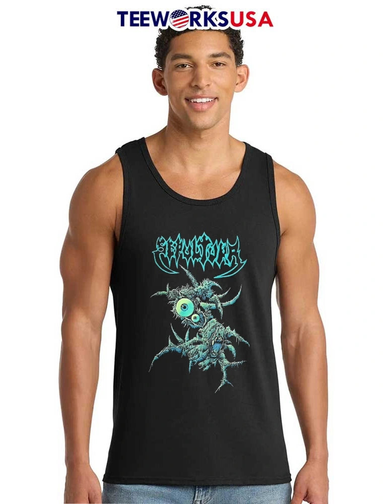 Sepultura Grotesque Green Spiky Monster Big Eyeball - Adult & Kids T-Shirts, Sweatshirts & Hoodies apparel design preview 6