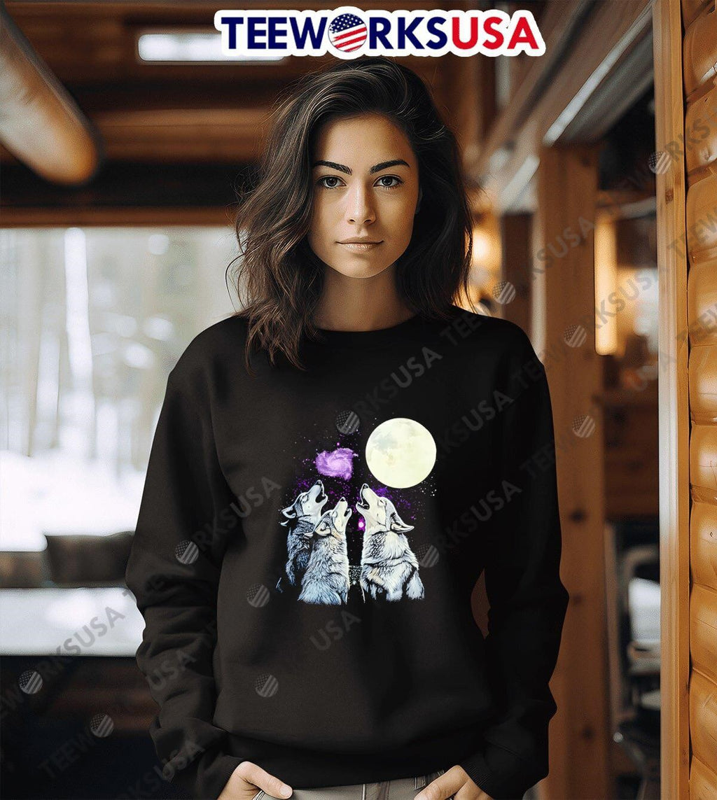 3 Howling Wolf Moon - Adult & Kids T-Shirts, Sweatshirts & Hoodies apparel design preview 3