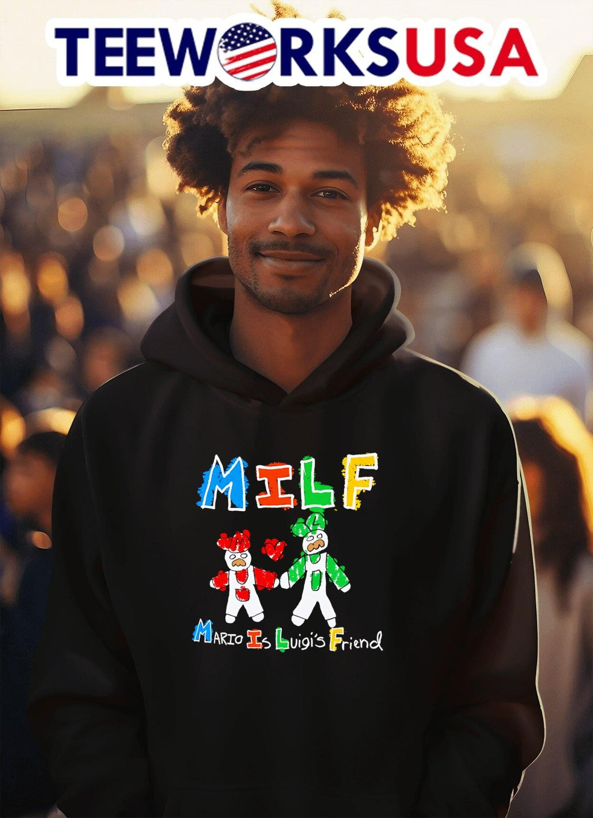 MILF Mario Is Luigi's Friend paint - Adult & Kids T-Shirts, Sweatshirts & Hoodies apparel design preview 2