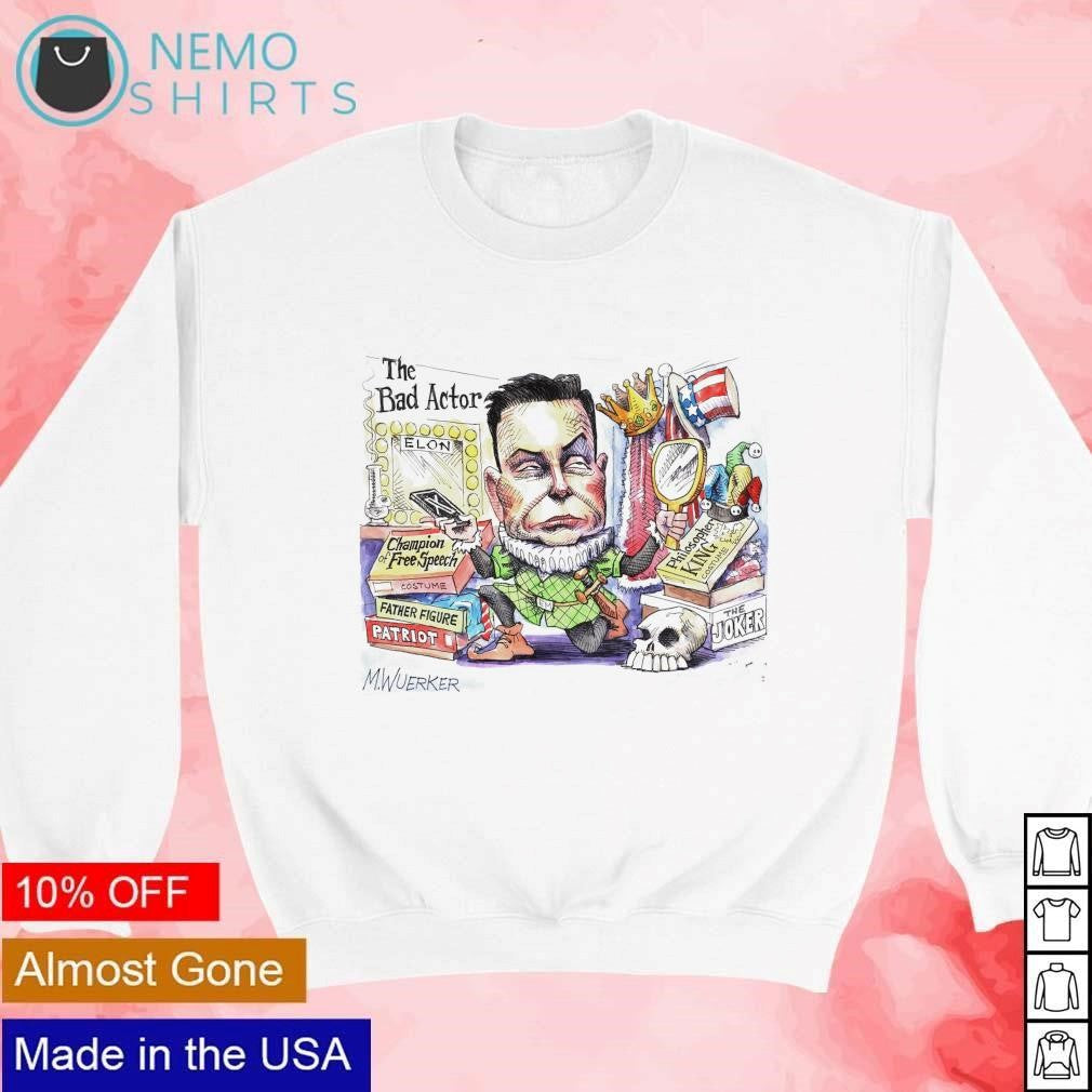 Elon Musk the bad actor in public square cartoon - Adult & Kids T-Shirts, Sweatshirts & Hoodies apparel design preview 4