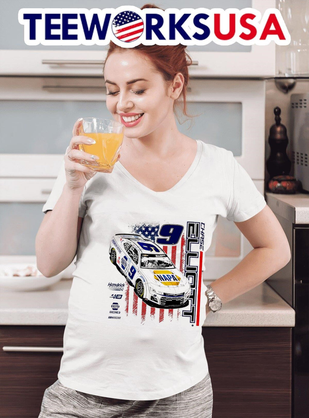 Chase Elliott 2024 NAPA Patriotic flag car retro - Adult & Kids T-Shirts, Sweatshirts & Hoodies apparel design preview 4
