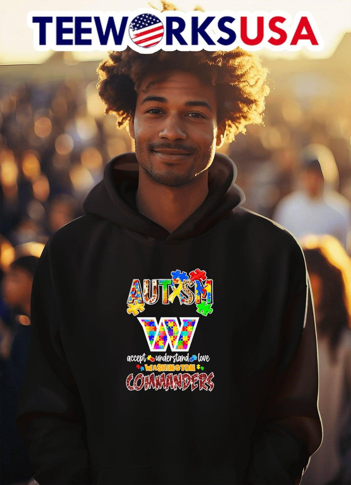 Autism accept understand love Washington Commanders - Adult & Kids T-Shirts, Sweatshirts & Hoodies apparel design preview 2