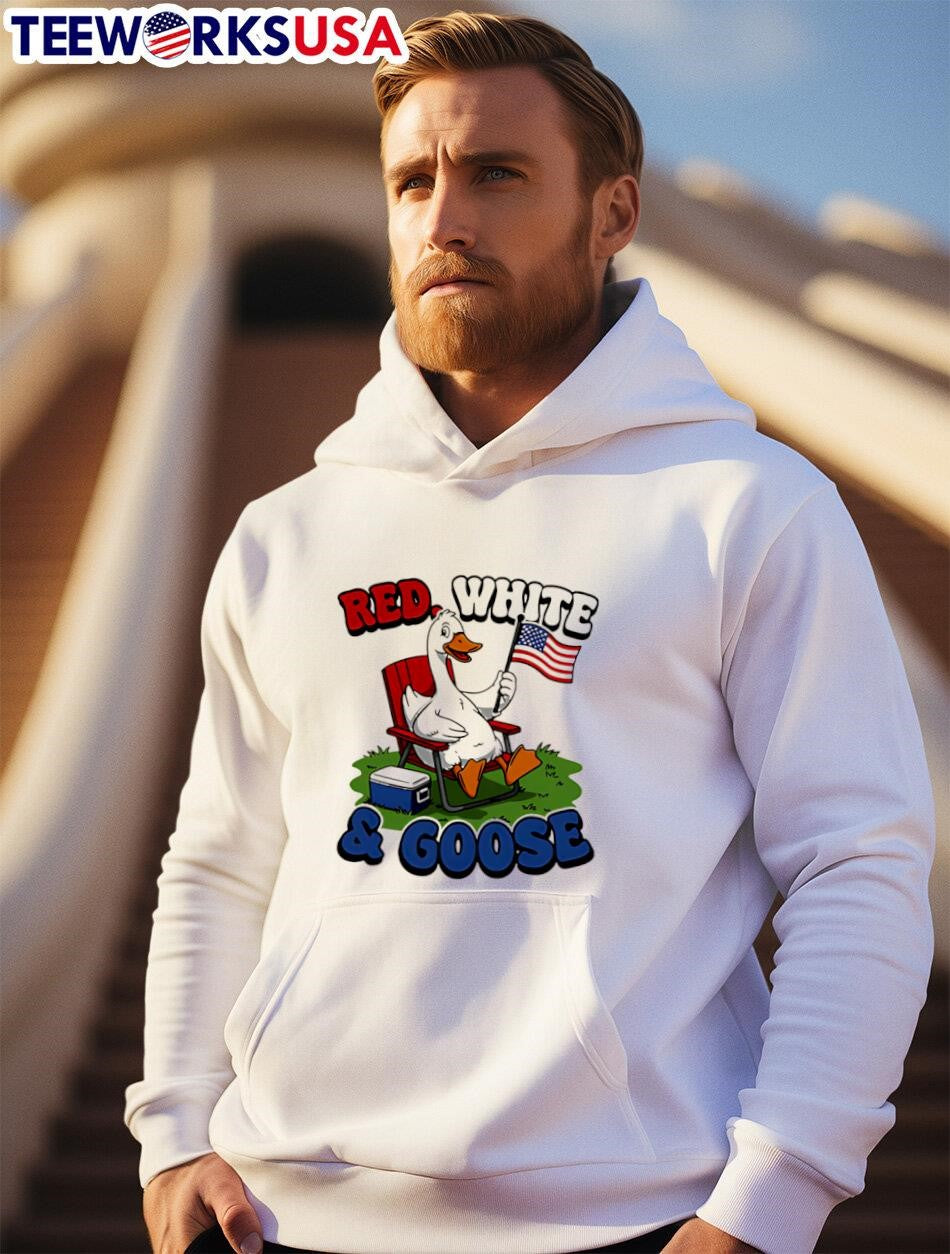 Red White Goose duck - Adult & Kids T-Shirts, Sweatshirts & Hoodies apparel design preview 2