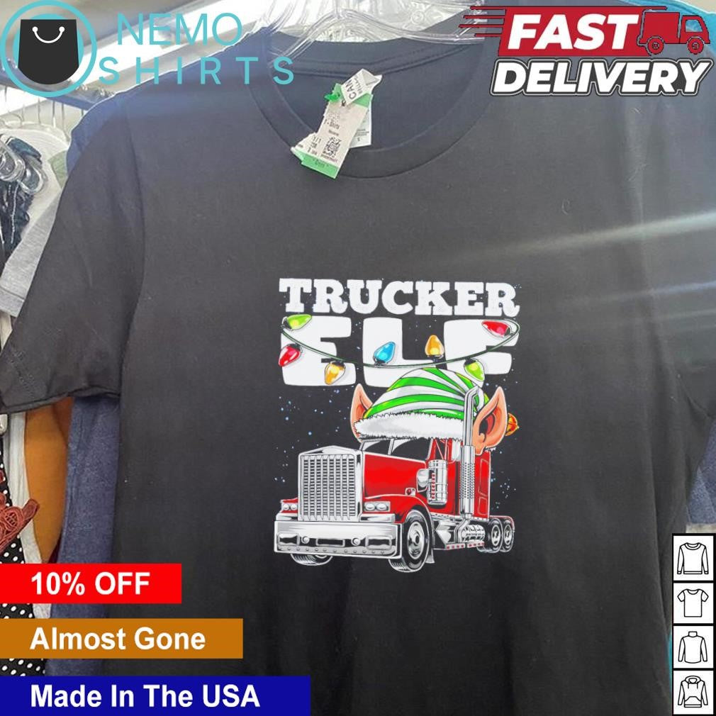 Trucker Elf Christmas - Adult & Kids T-Shirts, Sweatshirts & Hoodies apparel design preview 5