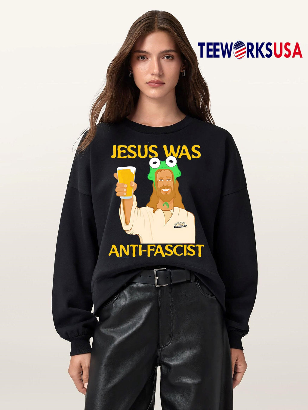 Funny Jesus Was Anti- Fascist meme - Adult & Kids T-Shirts, Sweatshirts & Hoodies apparel design preview 5